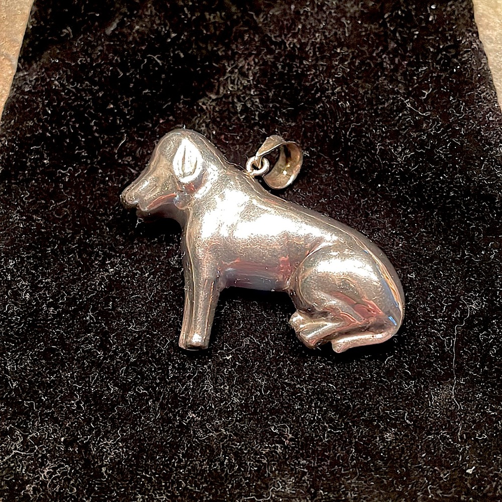 Silver plated dog pendant